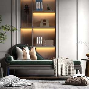 新中式贵妃椅3D模型下载